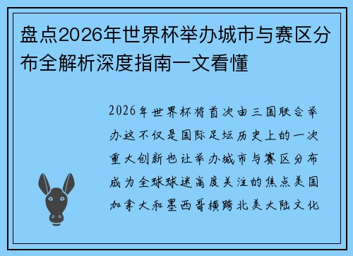 盘点2026年世界杯举办城市与赛区分布全解析深度指南一文看懂 盘点2026年世界杯举办城市与赛区分布全解析深度指南一文看懂